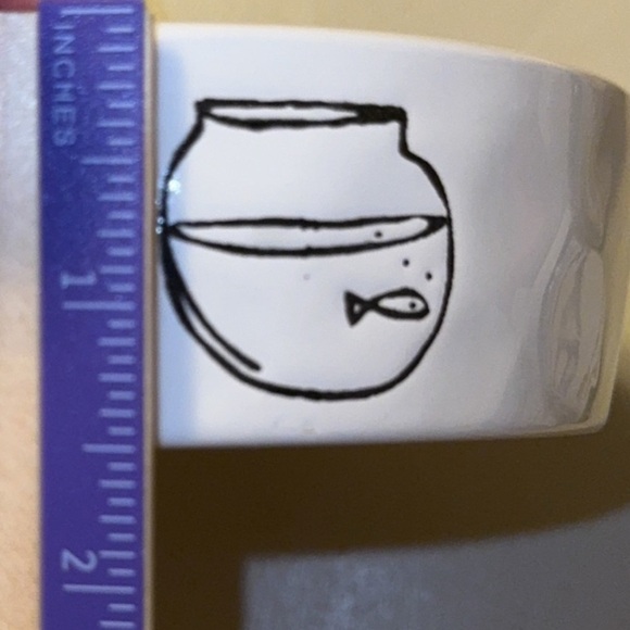 RAE DUNN Pet/Cat Ceramic White Bowl with Fish Image - Picture 5 of 6